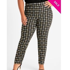 Plaid Faux Leather Trim Pants